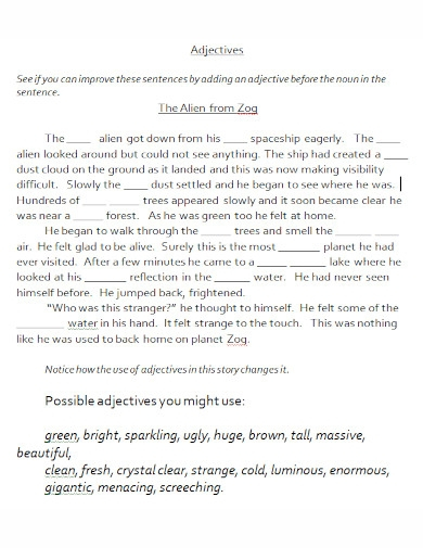 100 Adjective Examples MS Word PDFdjective Examples MS Word PDF 