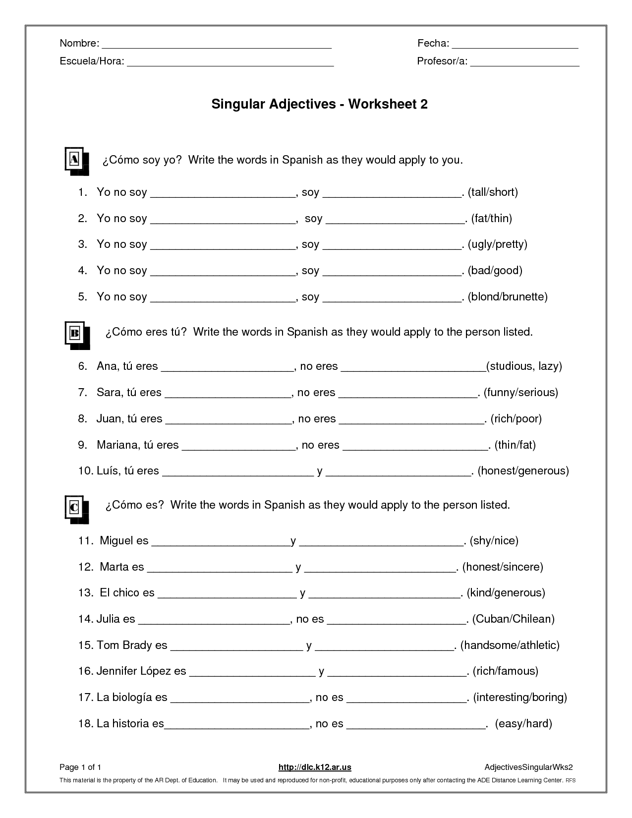 2 4 Stressed Possessive Adjectives And Pronouns Worksheet Answers Adjectiveworksheets