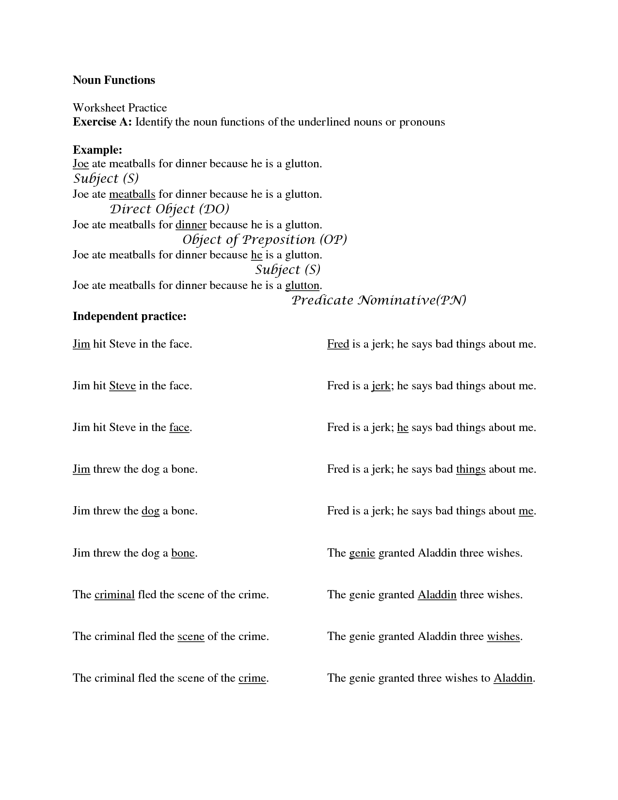 Adjective Complement Worksheets