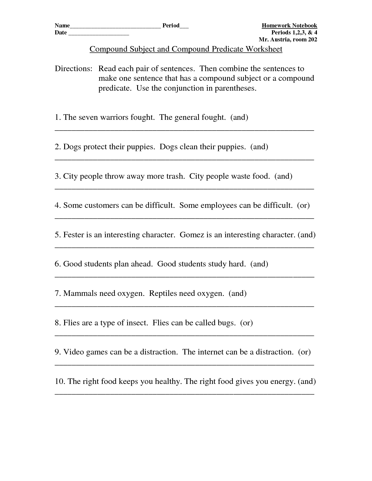 17 Compound Predicate Worksheets Worksheeto