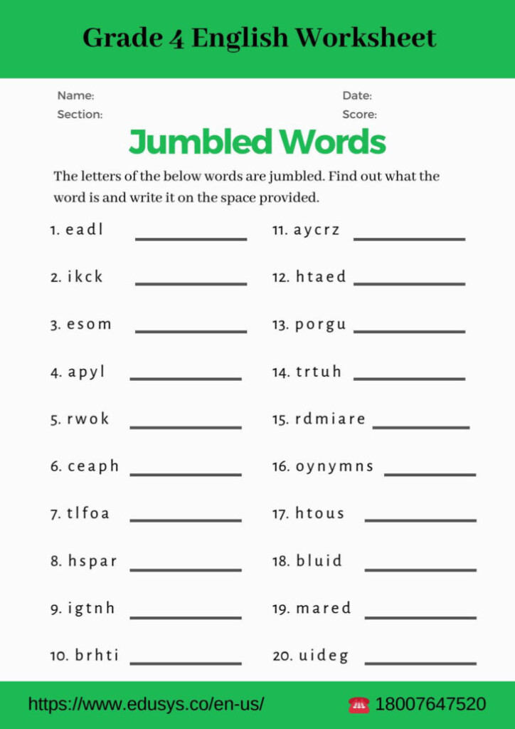 4Th Grade English Vocabulary Worksheet Pdfnithya Db excel