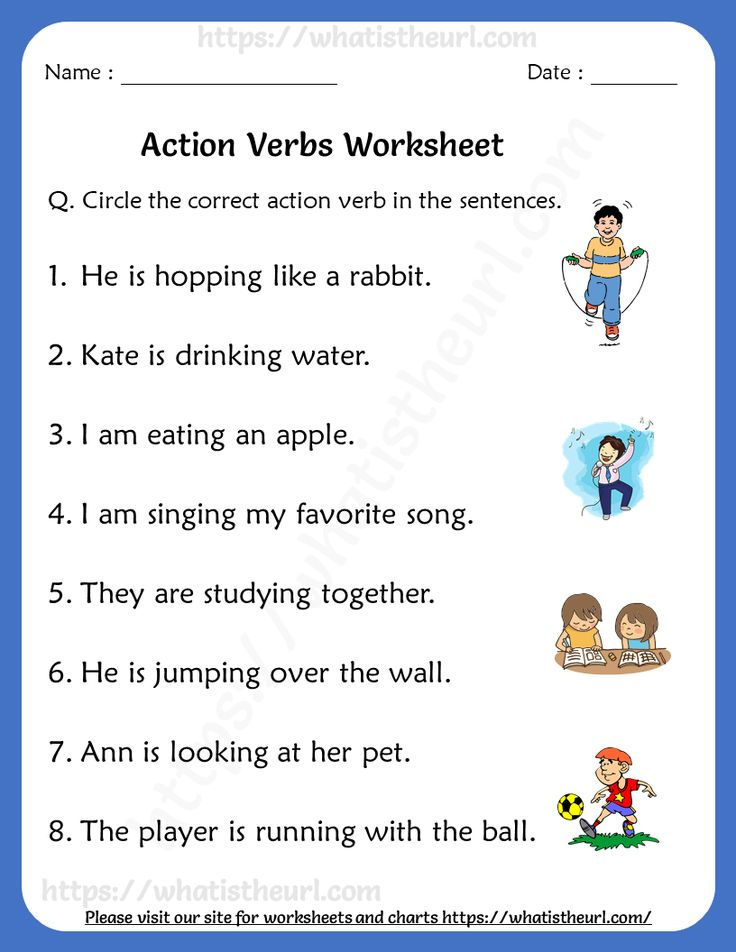 Action Verbs Worksheets For Grade 1