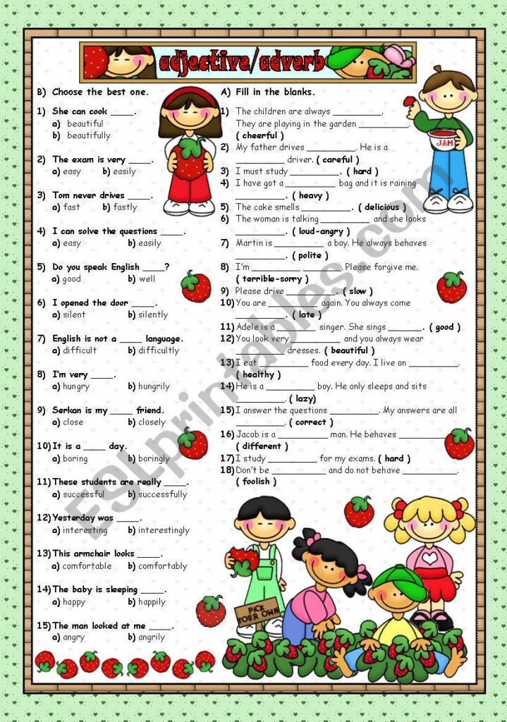 ADJECTIVE ADVERB B W INCLUDED ESL Worksheet By Lady gargara