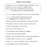Adjective Clause Worksheets Adjectives Adjective Worksheet Relative
