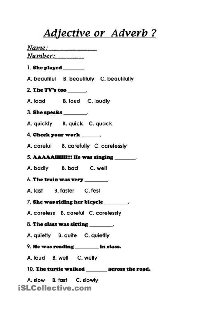 Adjective Or Adverb Adjective Worksheet Adverbs Worksheet Grammar 