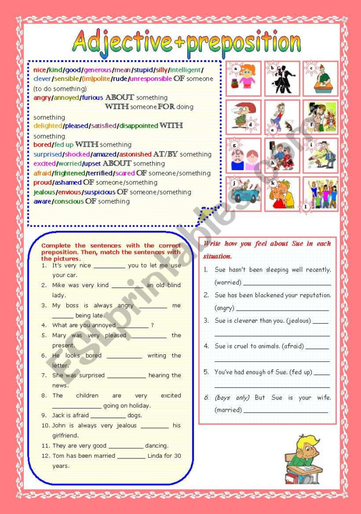 Adjective preposition Part 1 ESL Worksheet By Ptienchiks