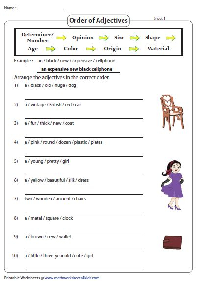 Adjective Worksheets Adjective Worksheet Order Of Adjectives Adjectives