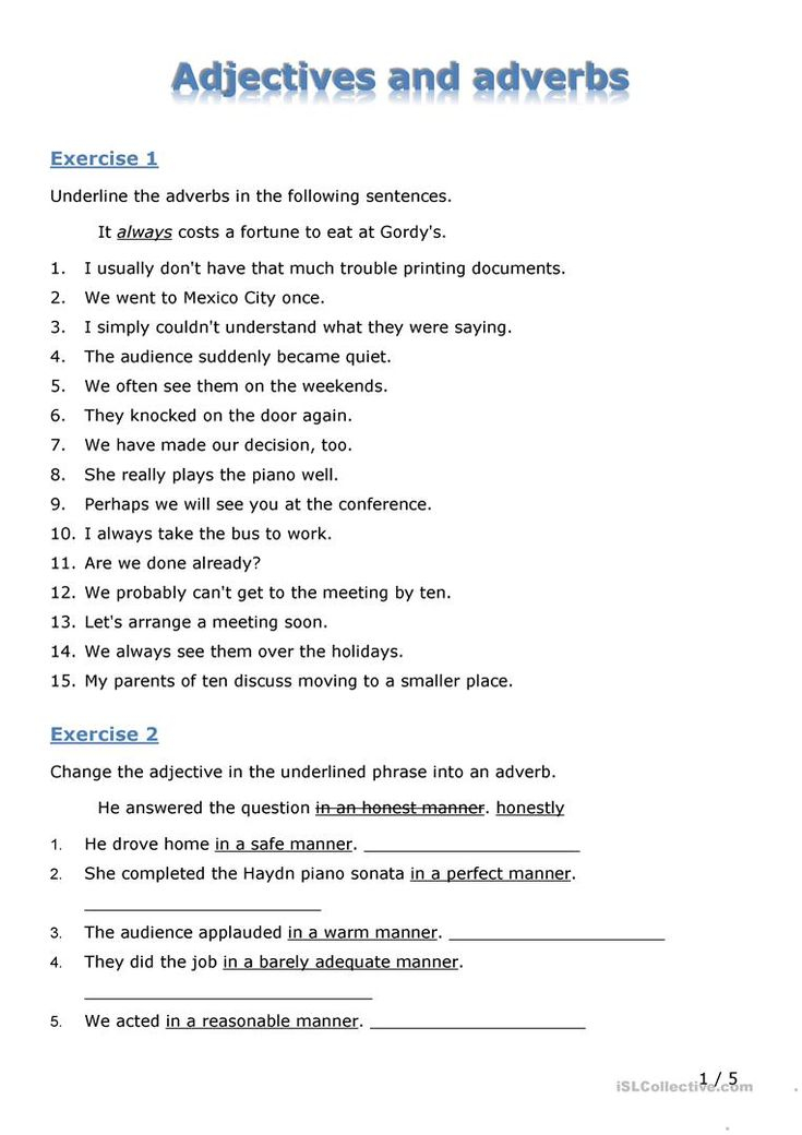 Adjectives And Adverbs Adjective Worksheet Adverbs Teaching Adjectives