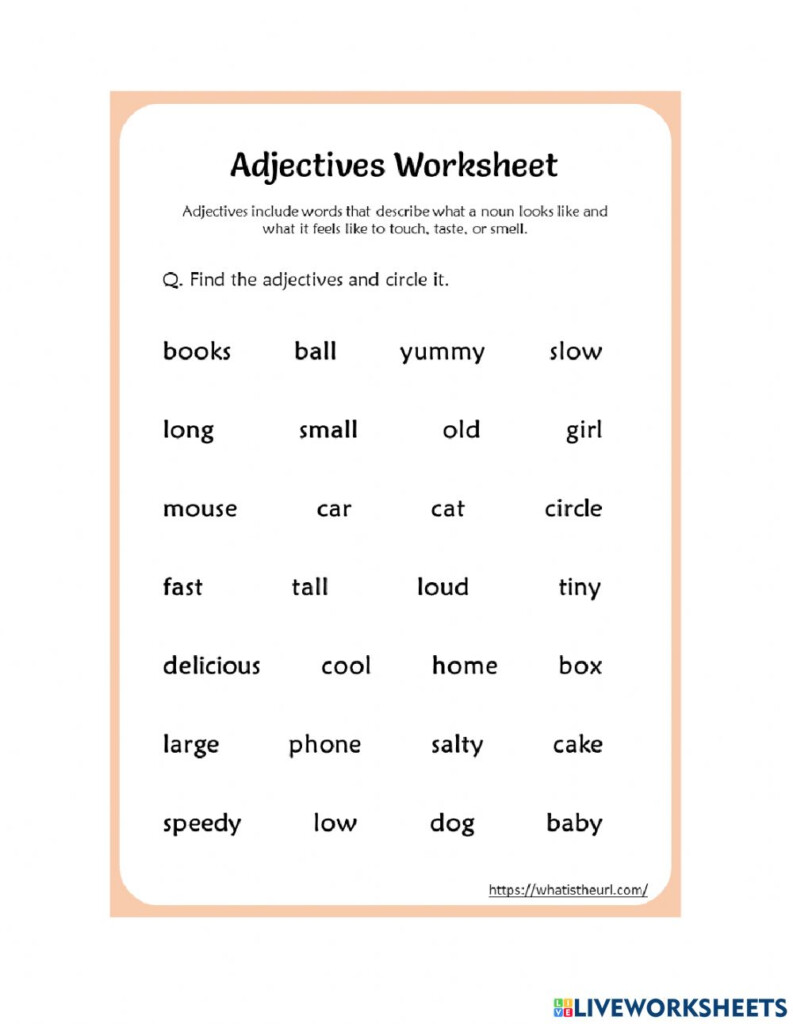 Adjectives Circle Worksheet