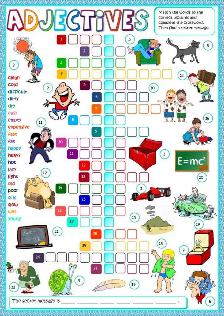 Adjectives Crosswords Worksheet
