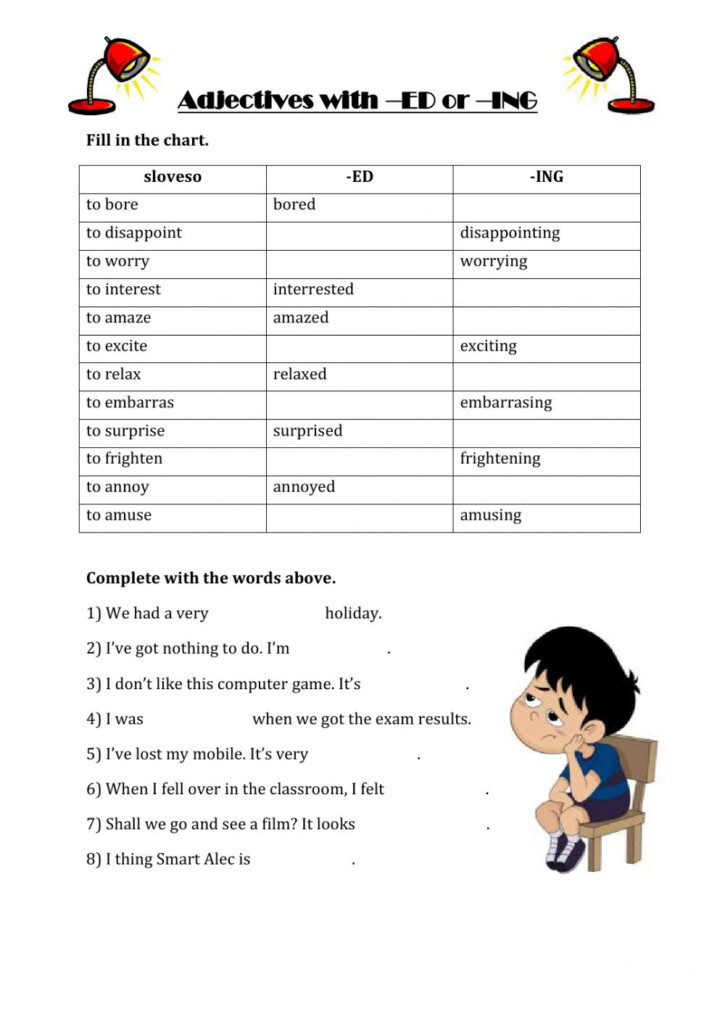 Adjectives With ED Or ING Interactive Worksheet
