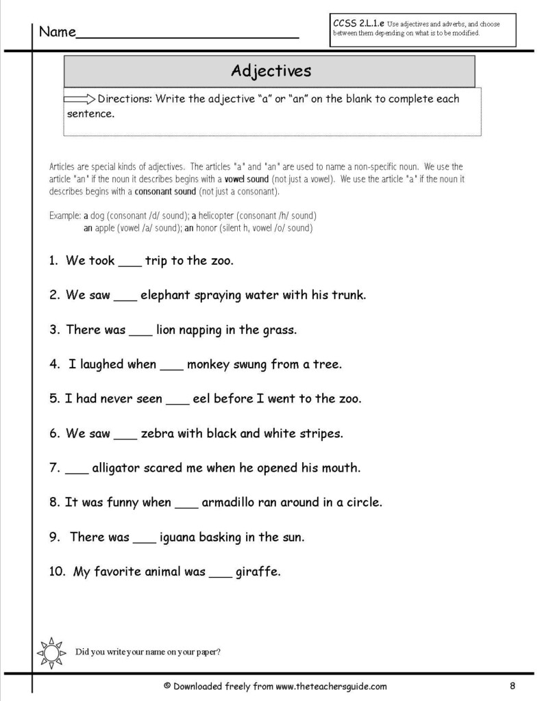Adjectives Worksheet For Grade 4 Pdf Letter Worksheets