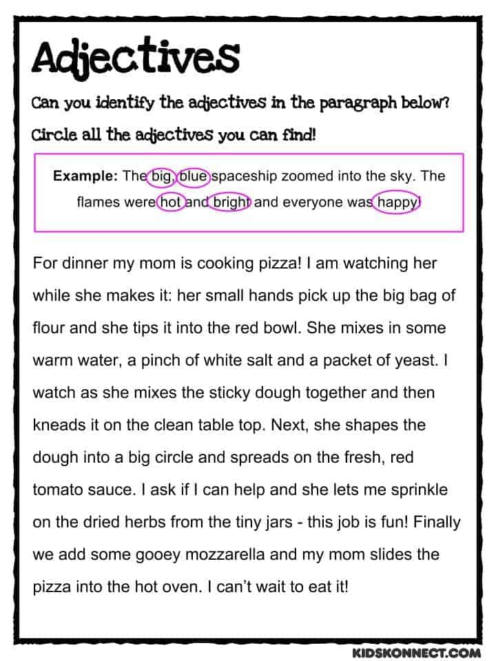 Adjectives Worksheet KidsKonnect