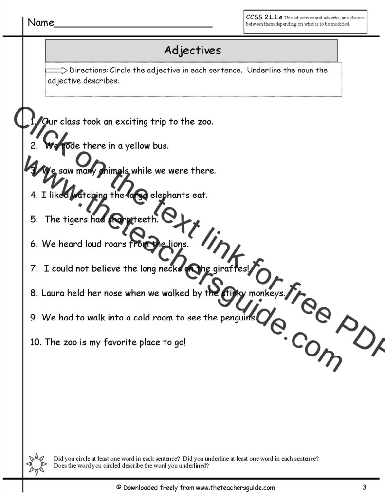 Adjectives Worksheets From The Teacher s Guide