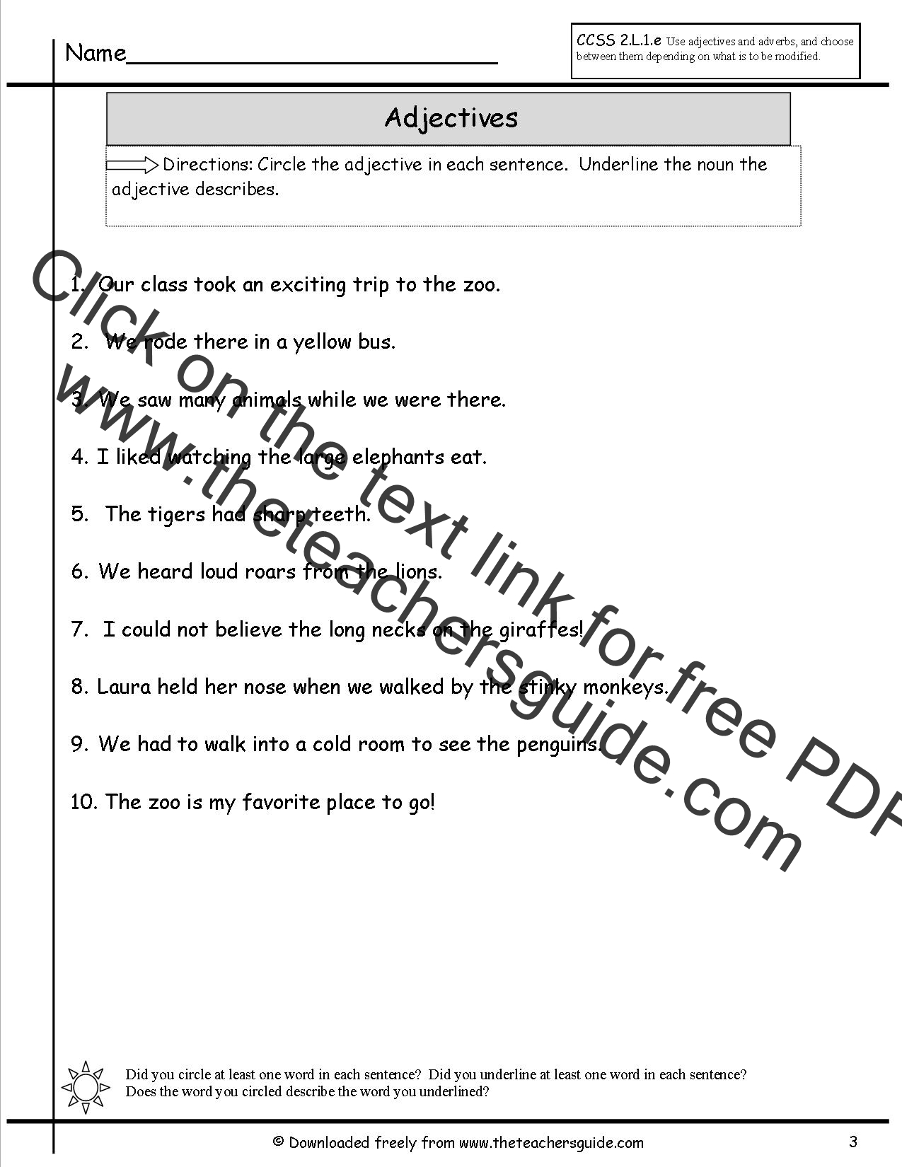 Adjectives Worksheets From The Teacher s Guide