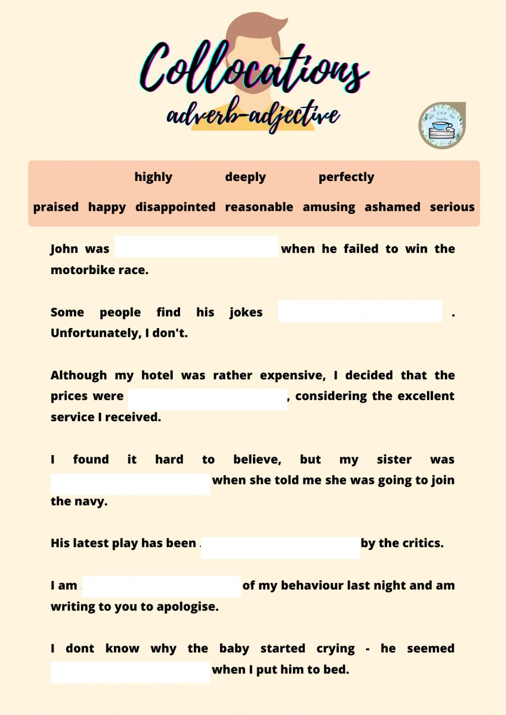 Adverb adjective Collocations Activity