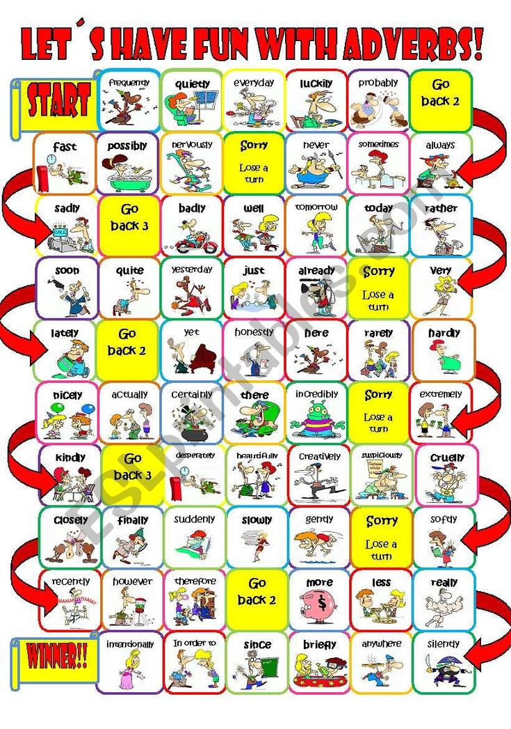 Adverb Board Game ESL Worksheet By Imelda Adverbs Preschool Sight