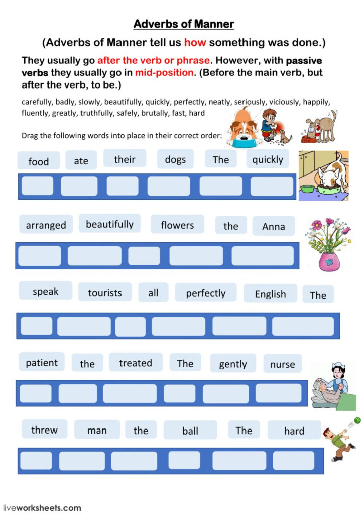 Adverbs Of Manner Interactive Worksheet