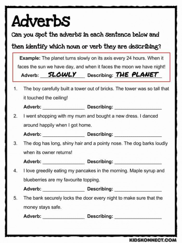 All About Adverbs Worksheets 99Worksheets
