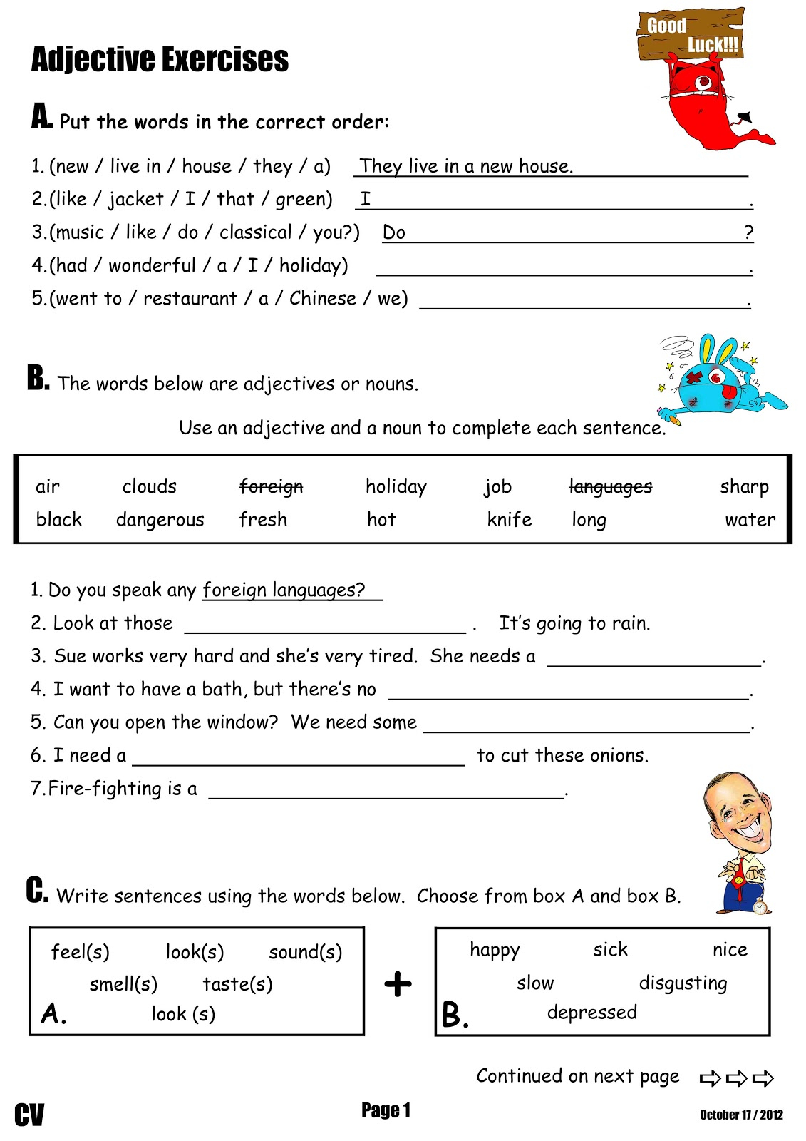 Powerful Adjectives Ks2 Worksheet