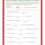 Christmas Modifiers Worksheet Change The Adjectives Adverbs