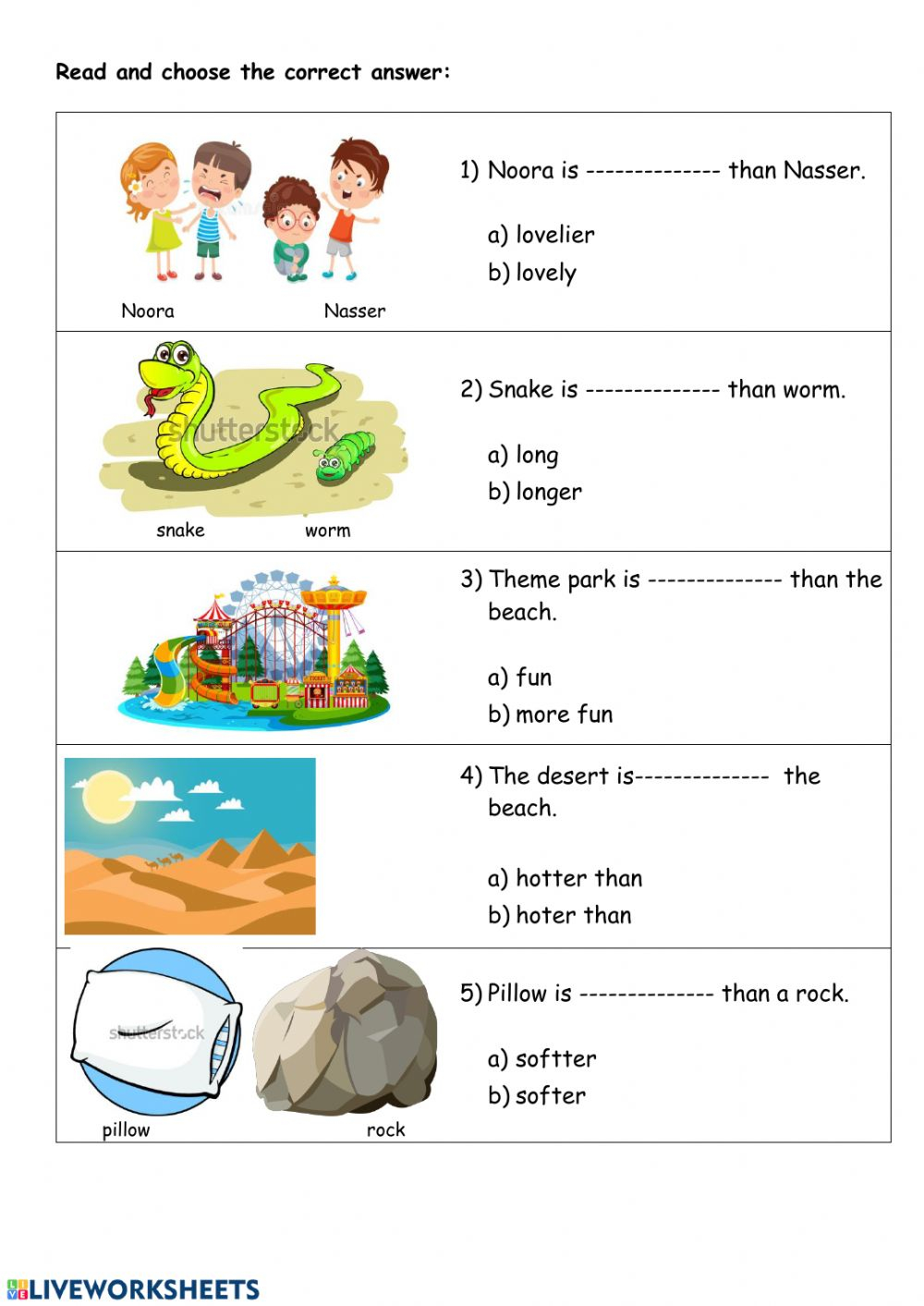 Comparative Adjective Online Worksheet