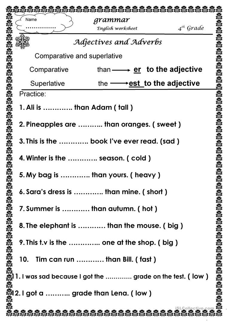 Comparative And Superlative Adjective Worksheet 2nd Grade Worksheets