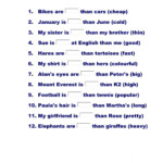 Comparative Degree Worksheet