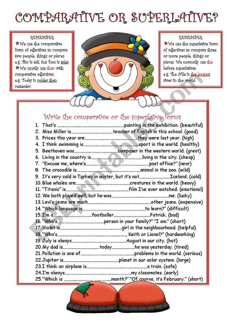 Comparative Or Superlative Worksheet Grammar Worksheets Comparative