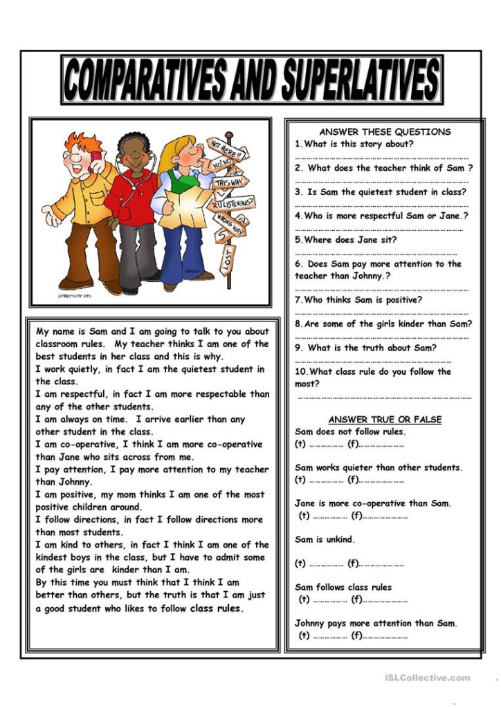 Comparatives and superlatives reading comprehension exercises 61233 1 