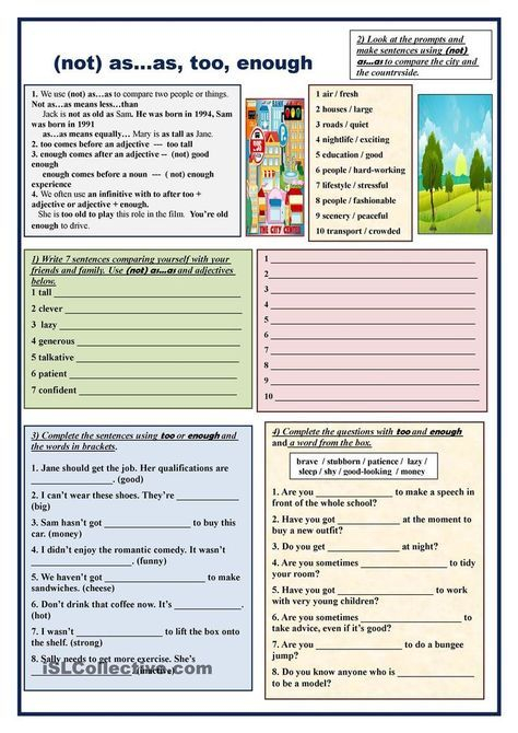 Comparisons not As as Too Enough English Lessons English