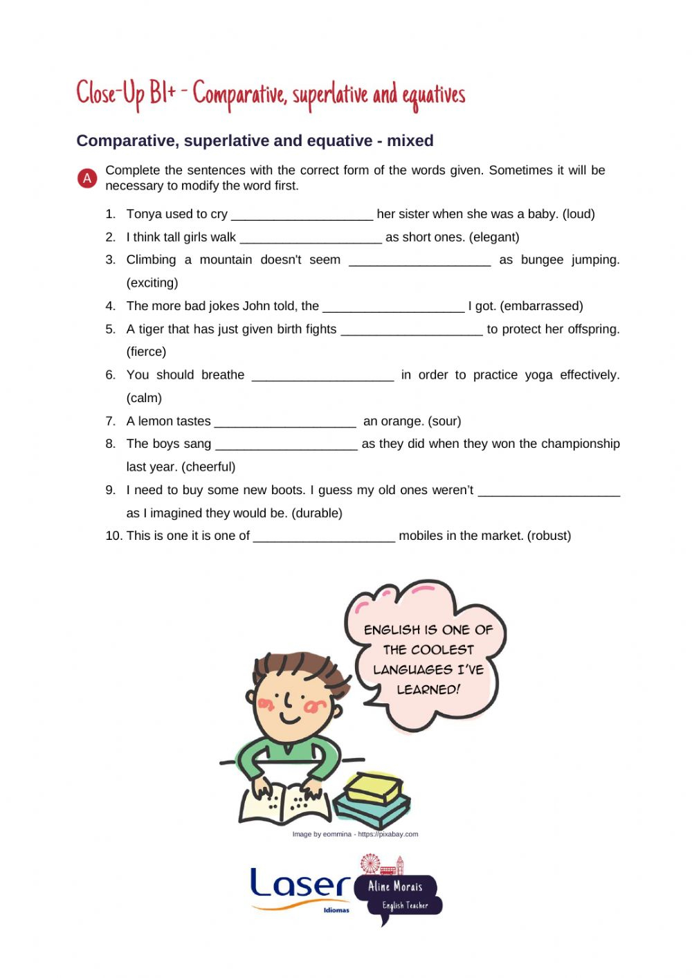 Compartive Superlative And Equatives Adjectives And Adverbs Worksheet