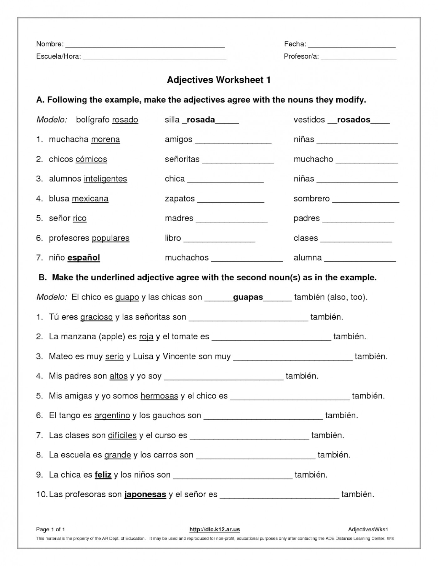 Demonstrative Adjectives Demonstrative Adjectives Worksheets 2018 Db