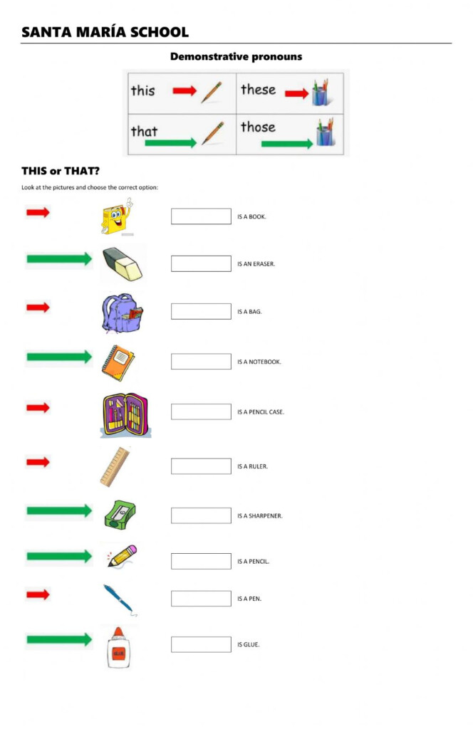 DEMONSTRATIVE PRONOUNS English As A Second Language ESL Exercise