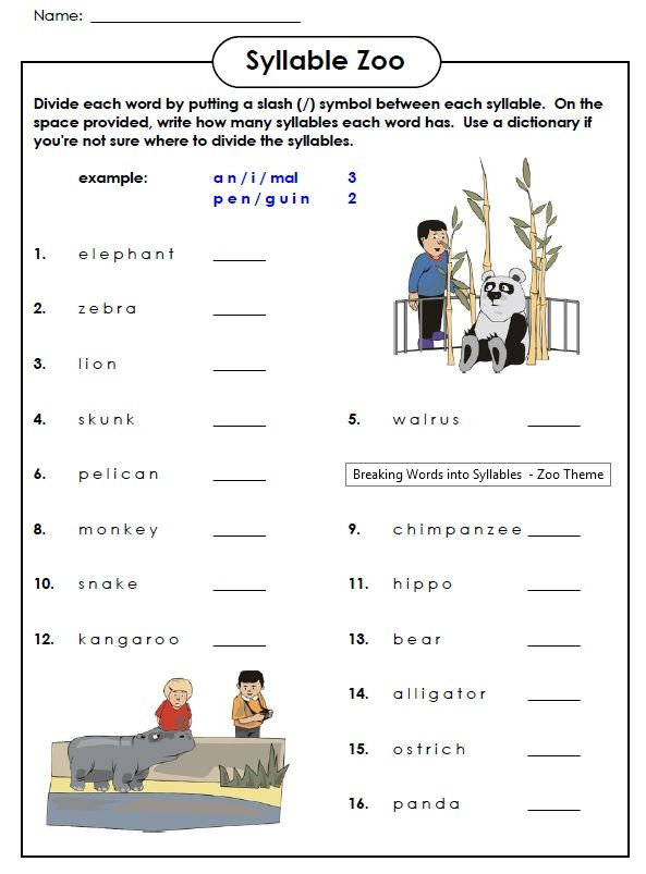 Dividing Syllables Syllable Worksheet Kindergarten Worksheets 