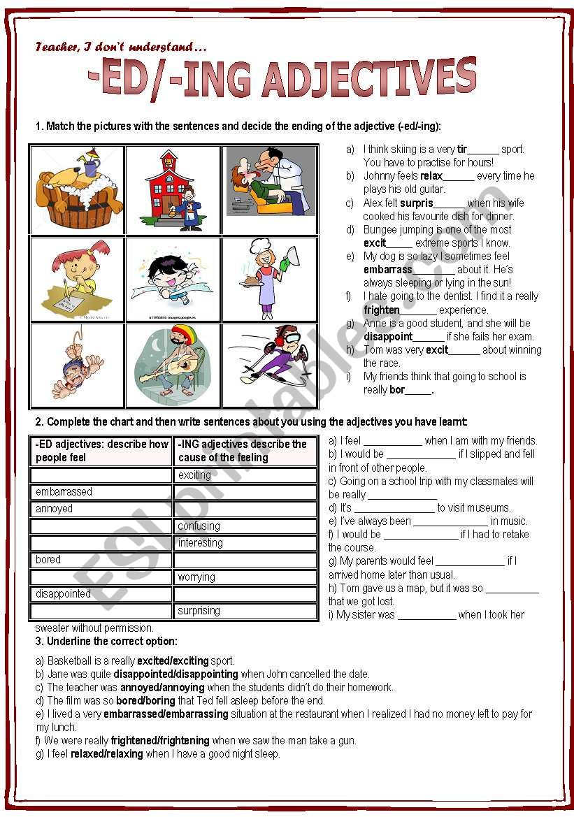 ed ing Adjectives ESL Worksheet By Nuria08