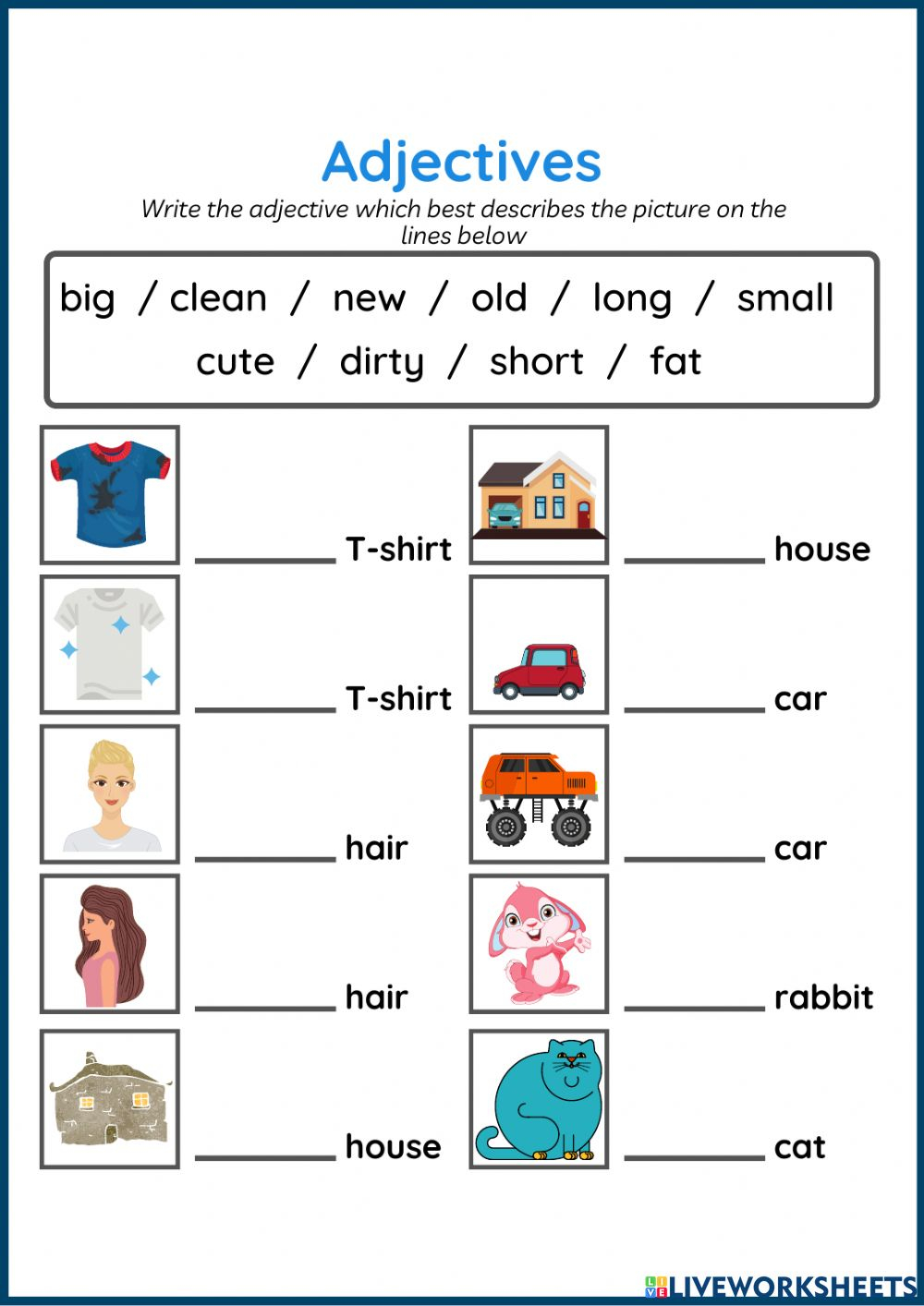 Ejercicio Interactivo De Adjectives Worksheet