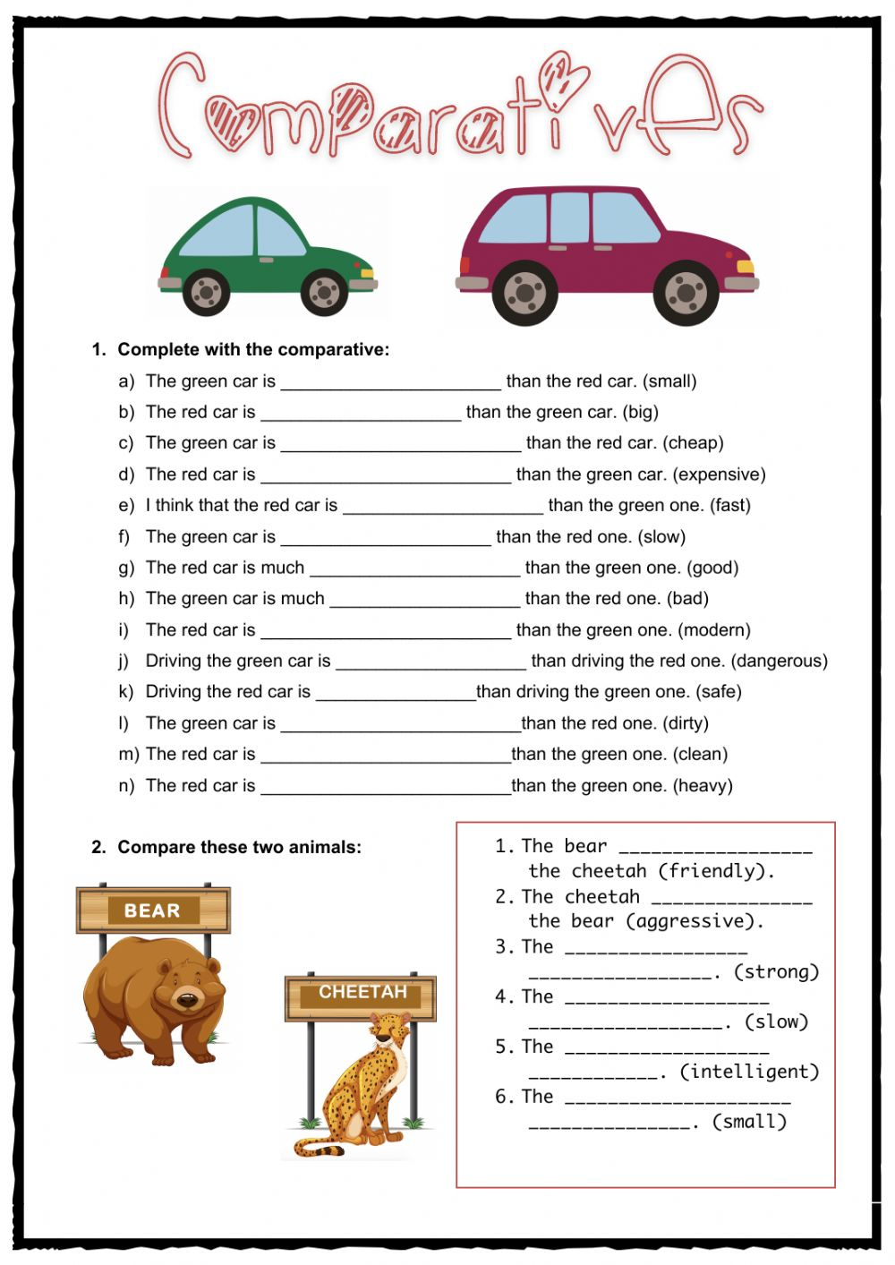 Ejercicio Online De Comparatives Para Grade 4 Pre intermediate Cuarto