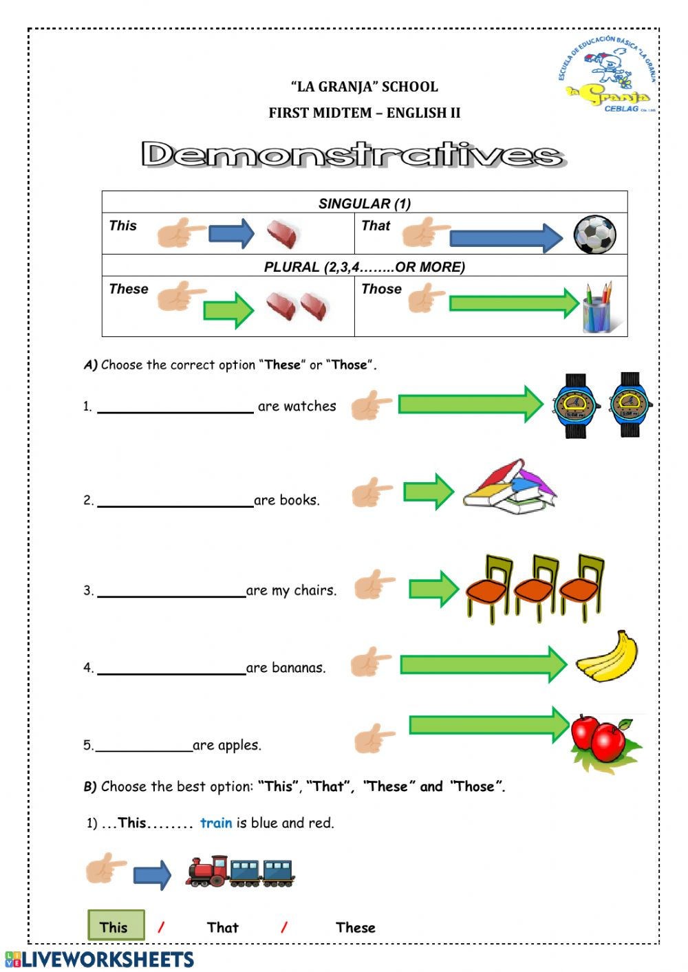 Ejercicio Online De Demonstrative Adjectives