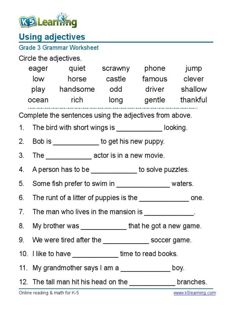 English Worksheets 5th Grade Free Worksheets Samples