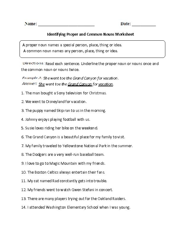 Englishlinx Nouns Worksheets Proper Nouns Worksheet Nouns 