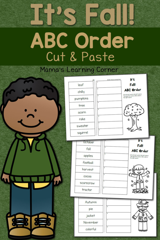 Fall Cut And Paste ABC Order Worksheets Mamas Learning Corner
