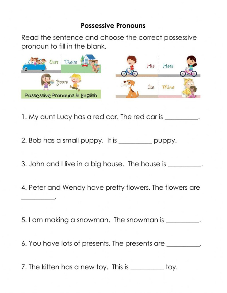 Ficha De Possessive Pronouns Para Grade 2