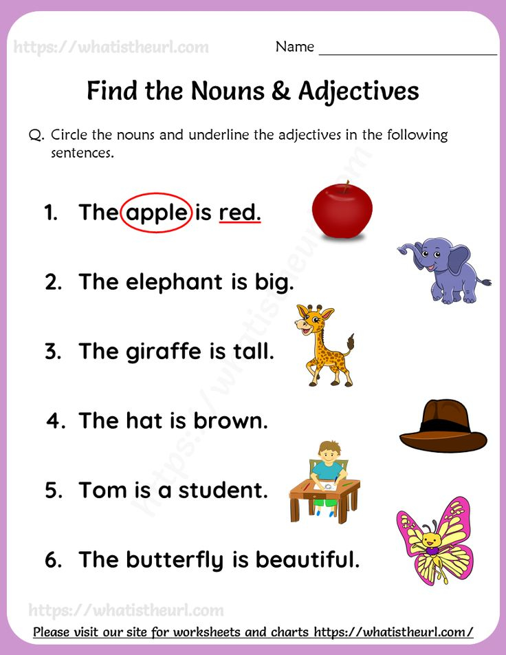 Find The Nouns Adjectives Worksheets For Grade 1 Nouns And