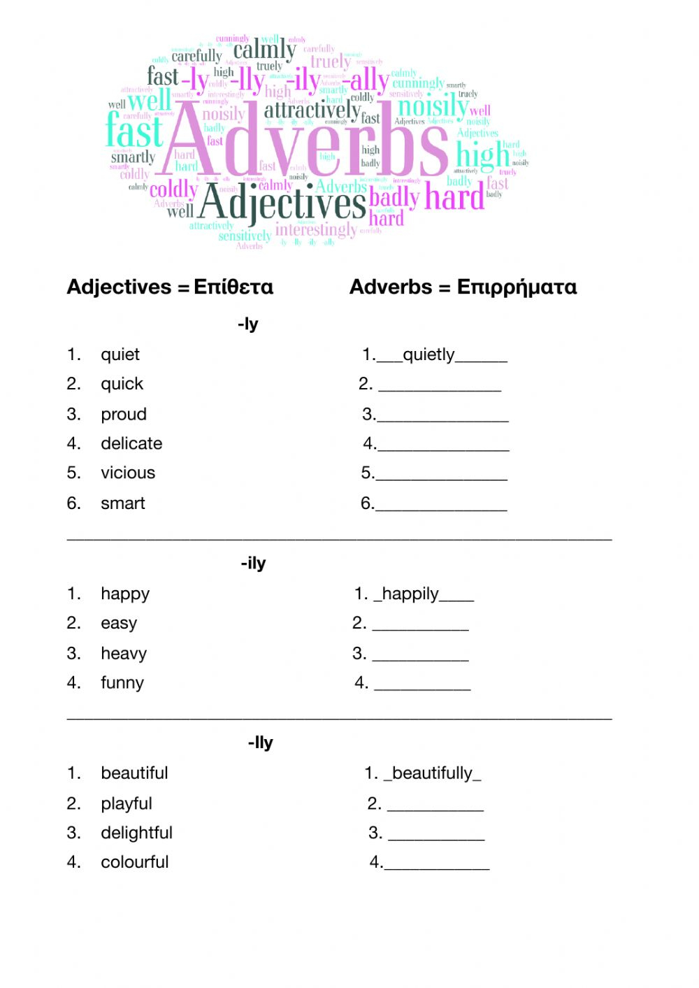 Form Adverbs Worksheet