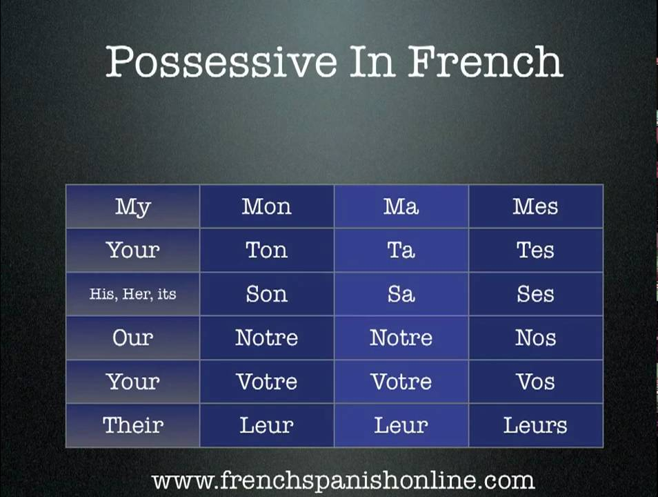 French Possessive Adjectives YouTube