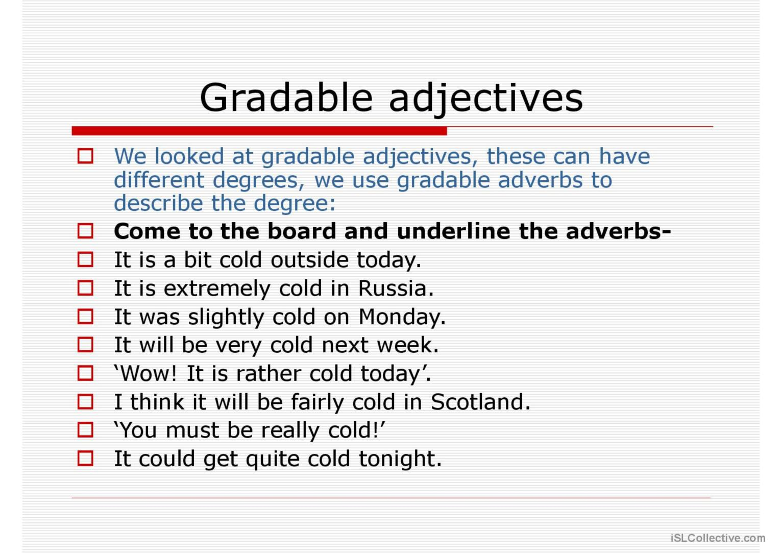 Gradable And Ungradable Adjectives English ESL Powerpoints