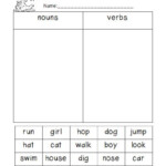 Grade 1 Sample Worksheets On Nouns Verbs And Adjectives