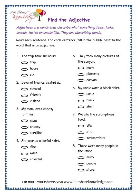 Grade 3 Grammar Topic 4 Adjectives Worksheets Lets Share Knowledge