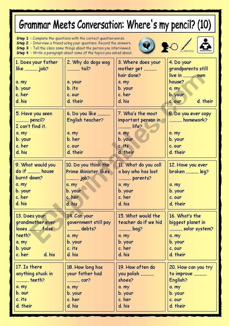 Grammar Meets Conversation Possessive Adjectives 10 Asking For